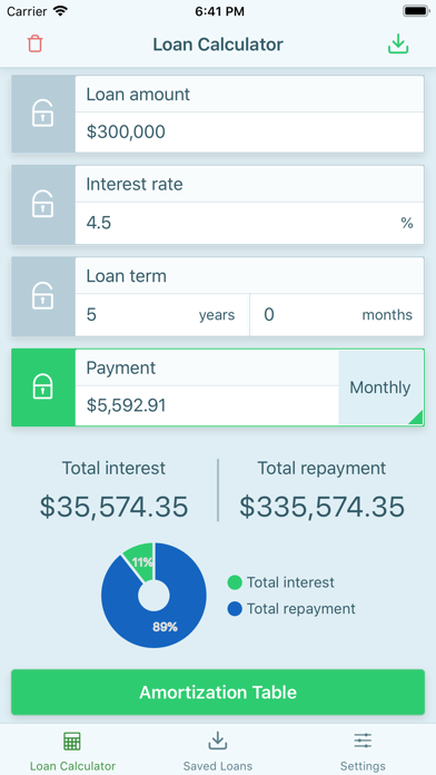 Screenshot #1 pour Calculateur de prêt: Acompte