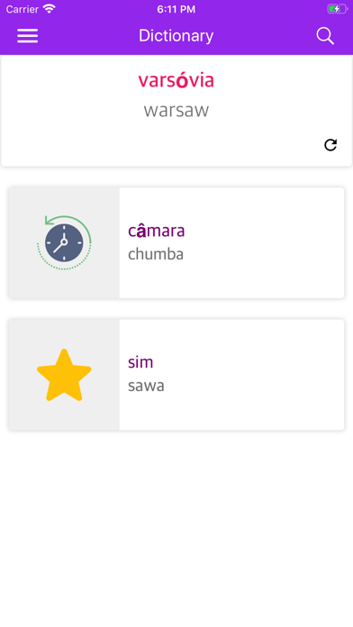 Portuguese Swahili Dictionary Screenshot