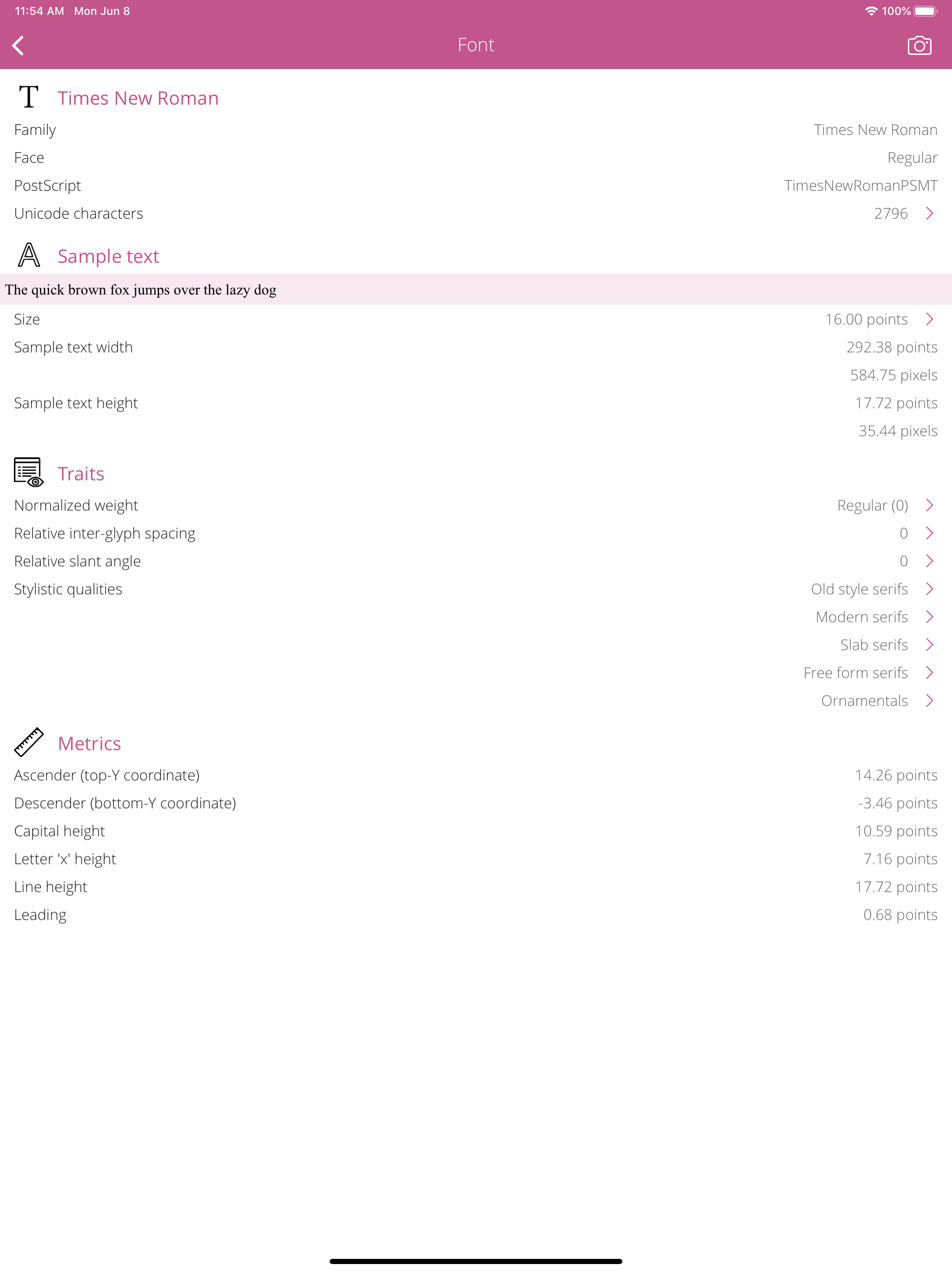 Font Info screenshot 12