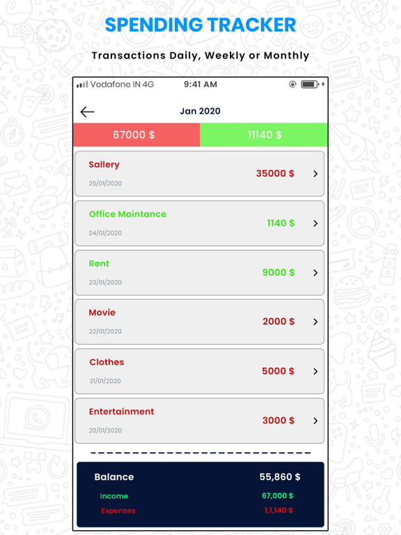 Daily Expense Tracker Manager iPad screenshot