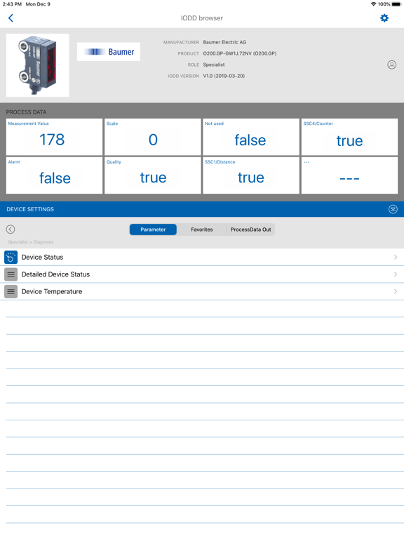 SensControl iPad screenshot