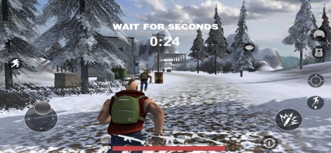 Polar Survival - Witness the immediate countdown to battle action and observe the intuitive virtual joystick and action buttons for player control.