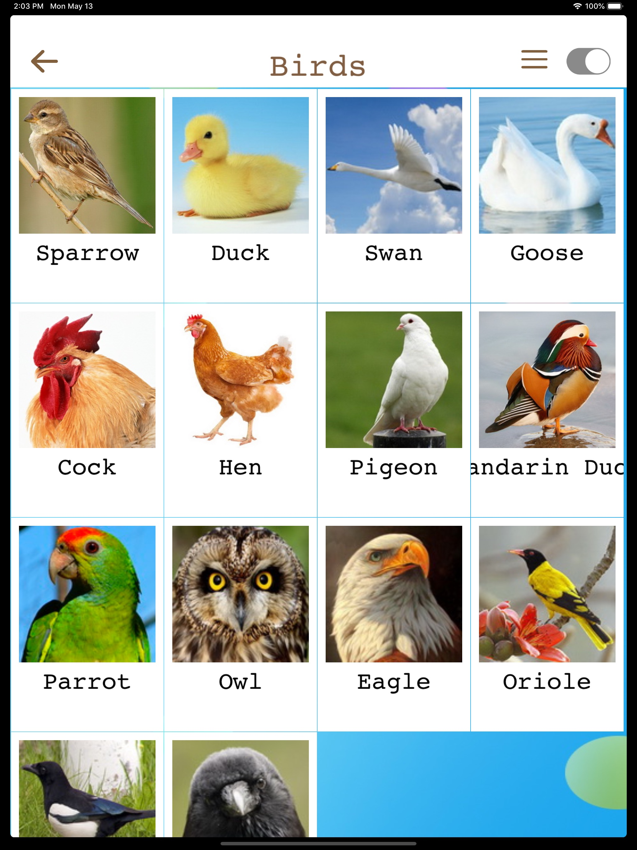 Wordcard in English
