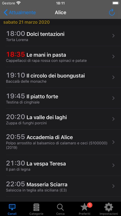 Italian TV Schedule