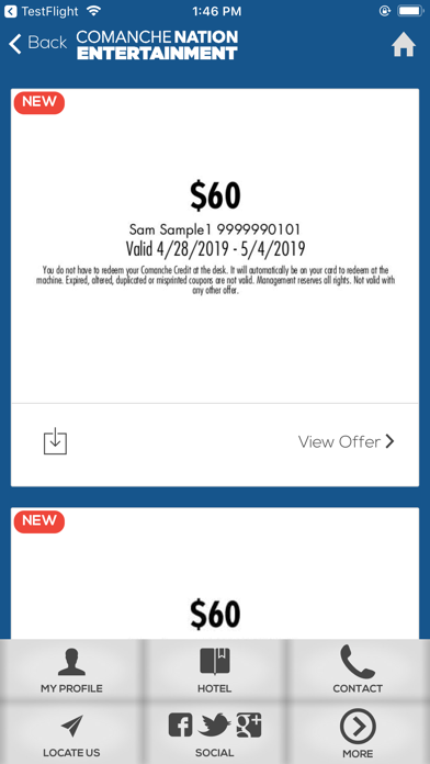 Comanche Nation Ent. Rewards Screenshot