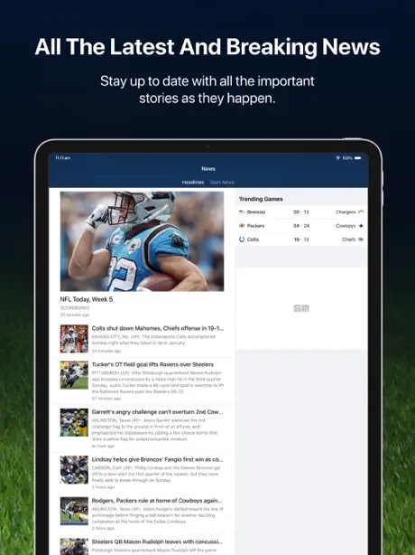 NFL Live for iPad: Live stats