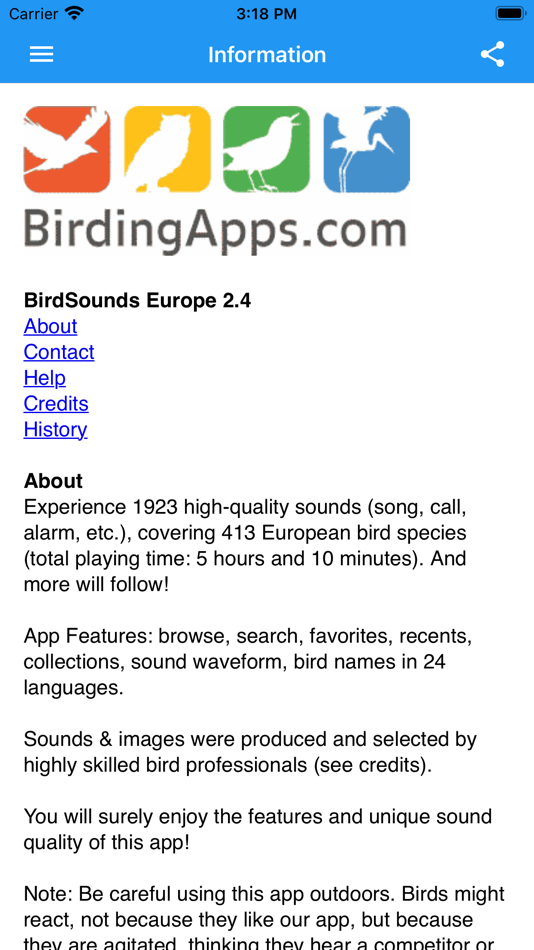 #5. BirdSounds Europe (iOS) By: BirdingApps