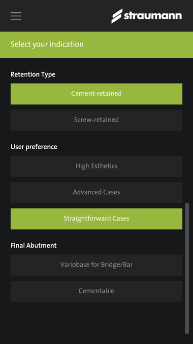 Prosthetic Selection Guide Screenshot