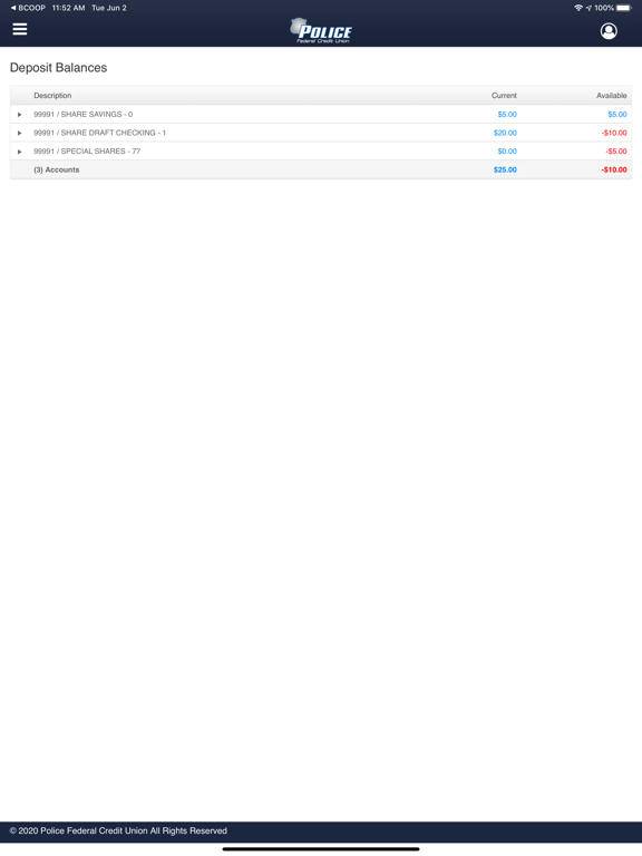 Police FCU Mobile iPad screenshot 2 - Finance app