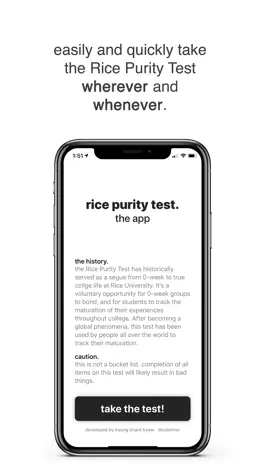 Game screenshot Rice Purity Test - The App apk
