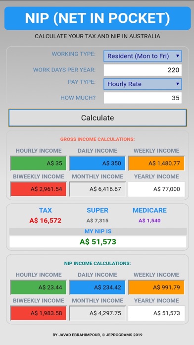 NIP Income and Tax Calculator screenshot 3