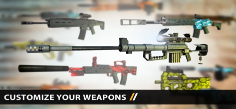 Bullet Force - La galería ilustra la profunda personalización de armamento disponible, desde potentes rifles de francotirador con ópticas avanzadas hasta subfusiles equipados con camuflajes distintivos, para adaptar cada estilo de juego.