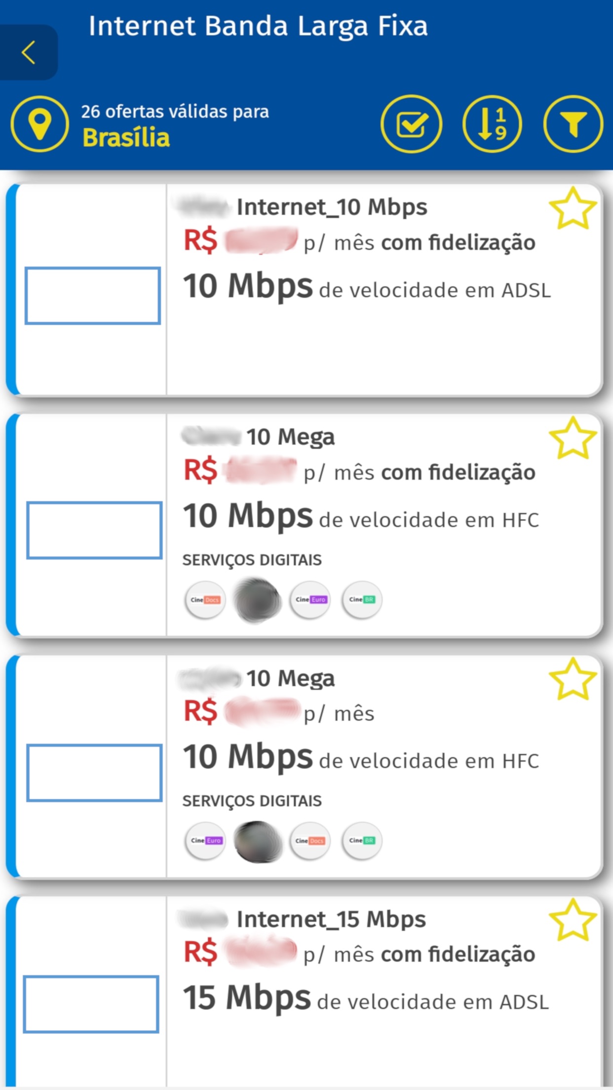 Screenshot do app Anatel Comparador Mobile