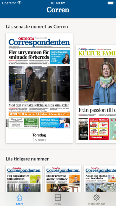 E-tidning Corren Screenshot