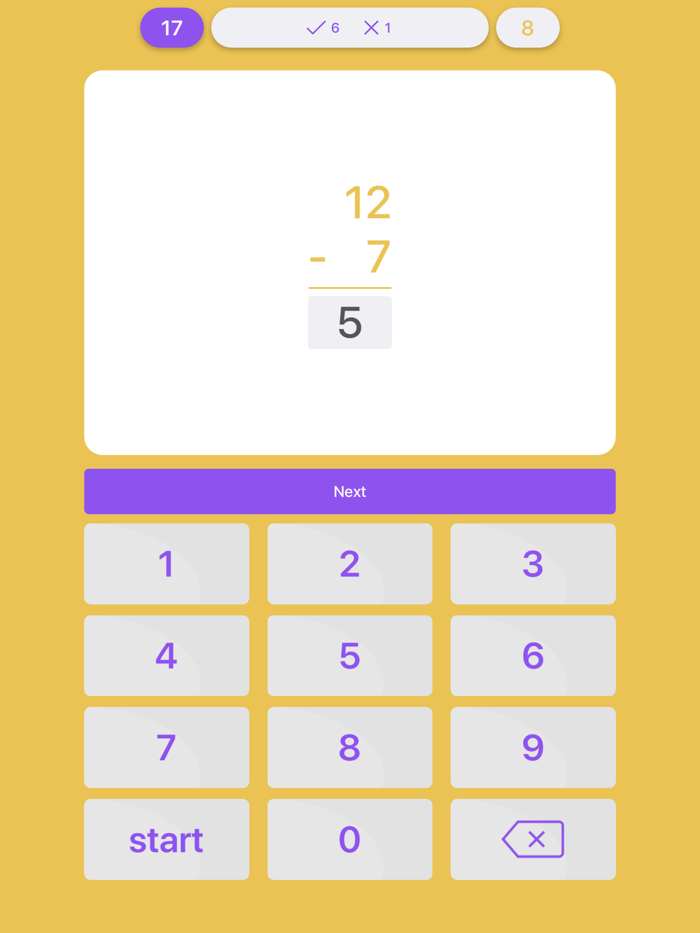 Subtraction Flash Cards Quiz