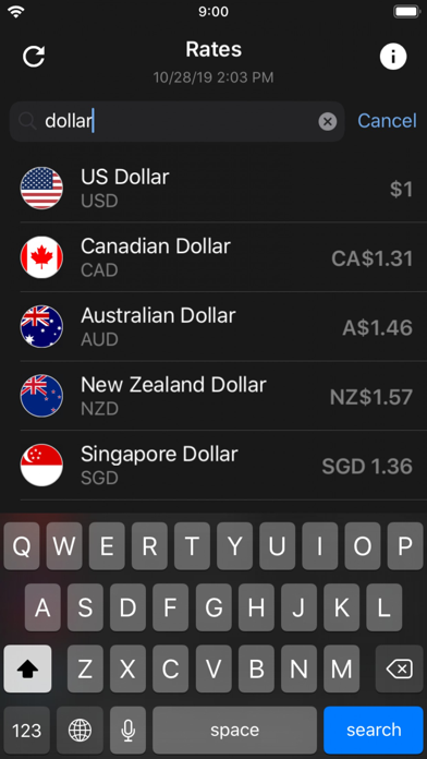 Exchange rates dollar USD rate Screenshot