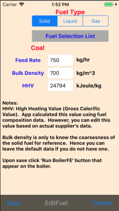Boiler Efficiency Screenshot