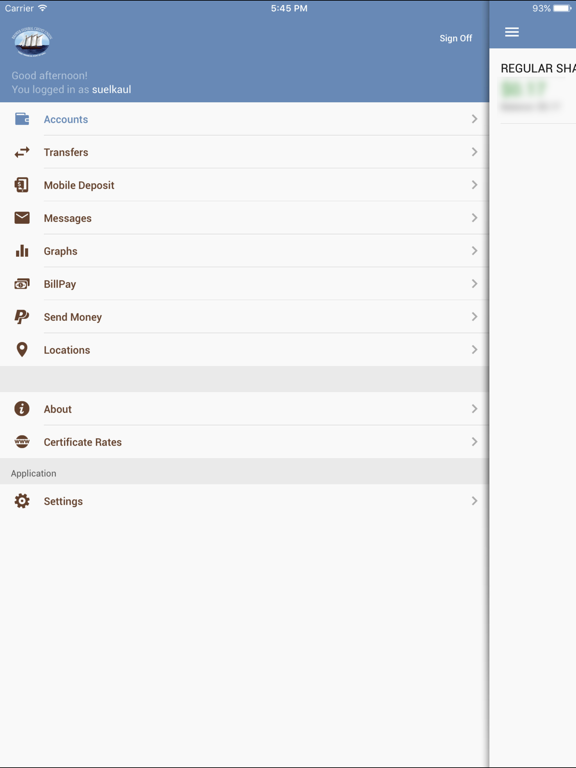 Brewer FCU Mobile Banking iPad screenshot 5 - Finance app