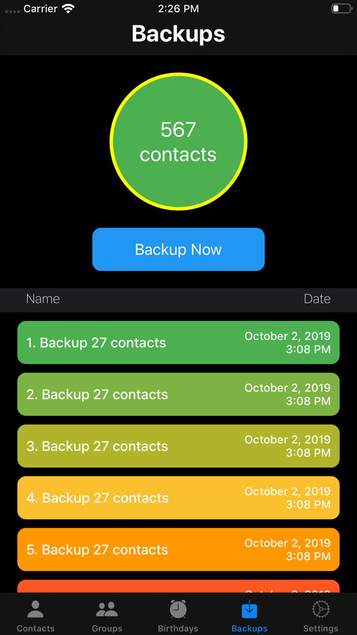 Contacts Backup and Group