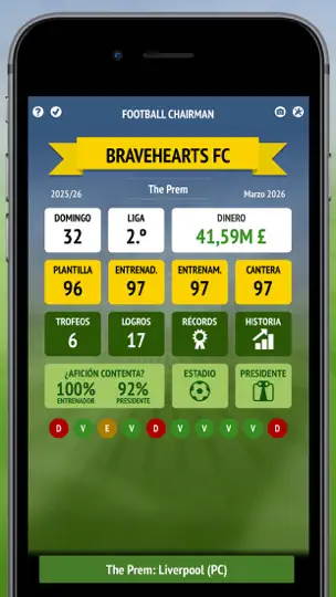 Captura de pantalla de Football Chairman en iPhone 2