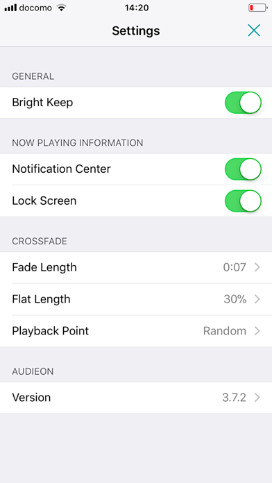 Audieon crossfade music player Screenshot