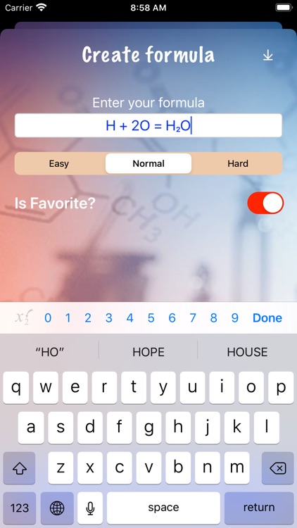 Drawing up a chemical formula