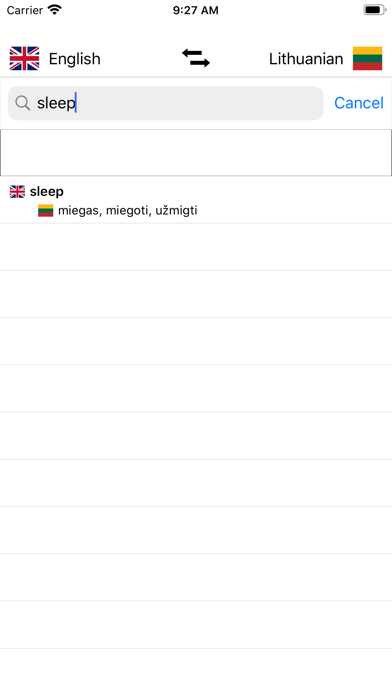 Lithuanian-English Dictionary Screenshot