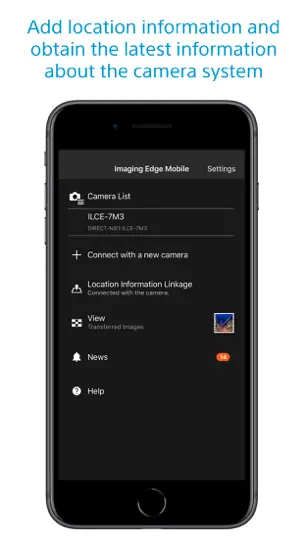 Capture d'écran de Sony | Imaging Edge Mobile sur iPhone 4