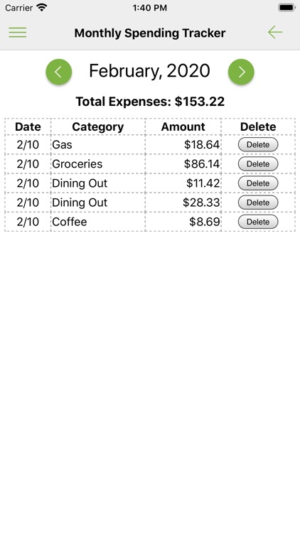 Monthly Spending Tracker