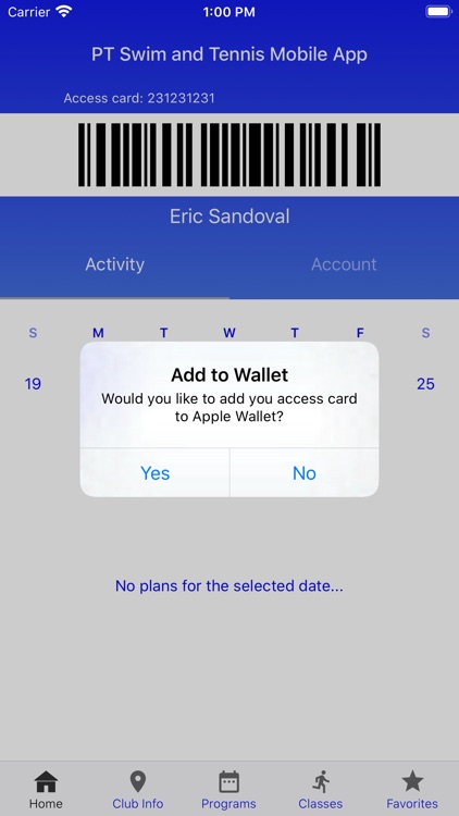 PT Swim and Tennis Mobile App