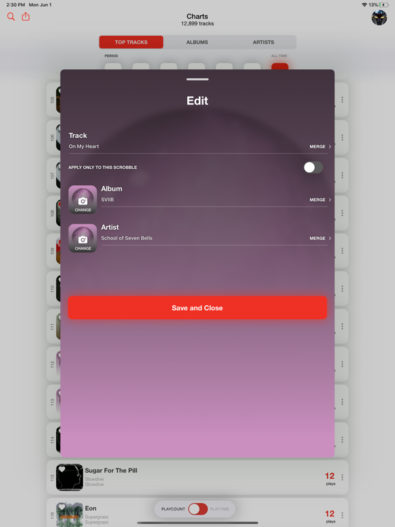 Trax Scrobbler iPad screenshot