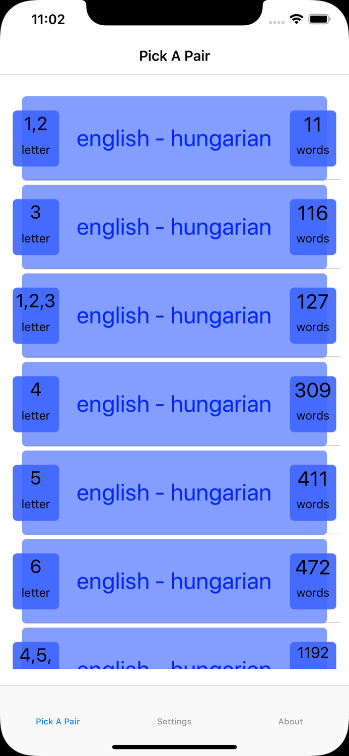 PickAPair Hungarian - English