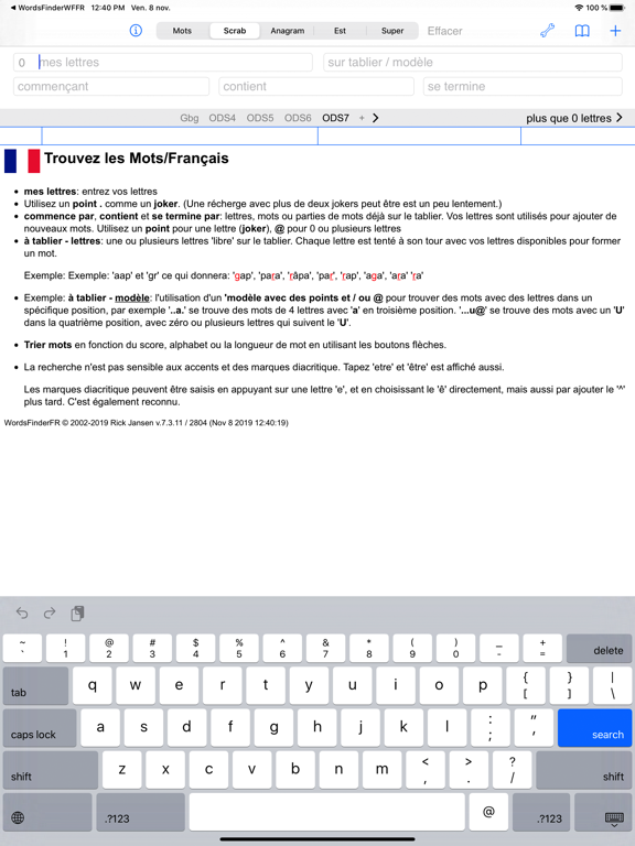 Screenshot #4 pour F Words Finder Français PRO