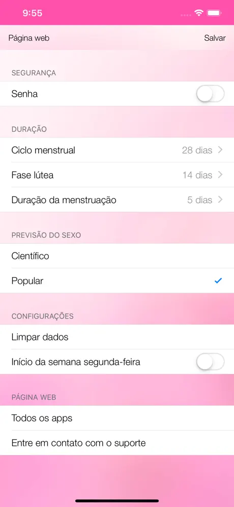 Calendário de ovulação
