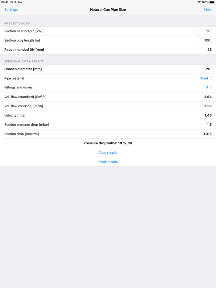 Natural Gas Pipe Size