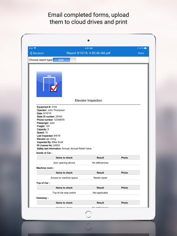 Inspect & Maintain Elevators iPad screenshot 5 - Business app