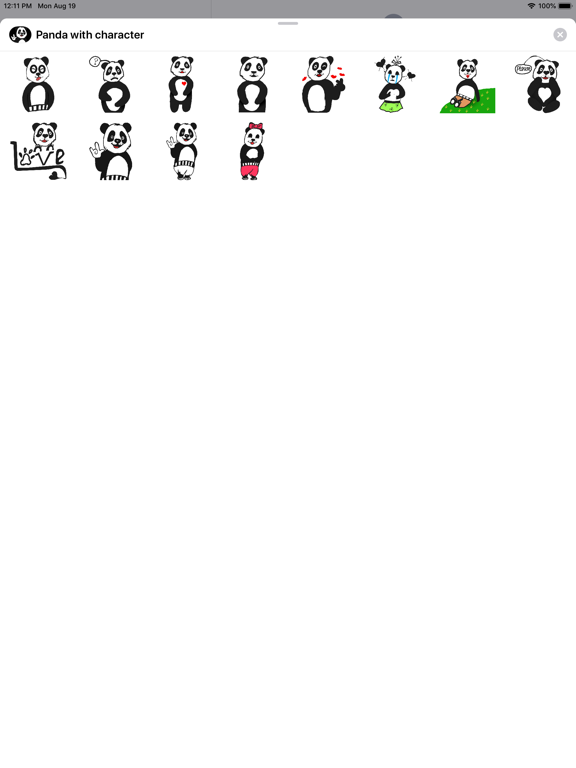 Panda with character iPad screenshot 3 - Stickers app