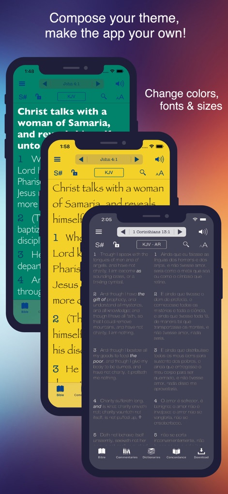 Bible KJV Strong's Concordance - Les lecteurs peuvent personnaliser l'interface en choisissant parmi une variété de polices et de couleurs de texte, ajustant ainsi leur expérience visuelle.