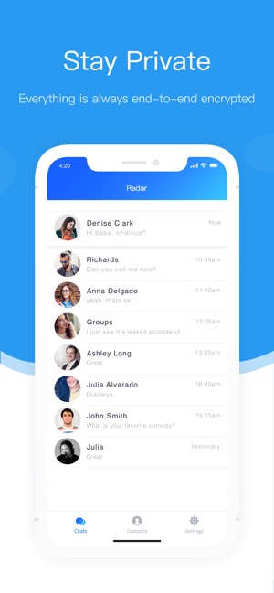 Radar social encryption Chat
