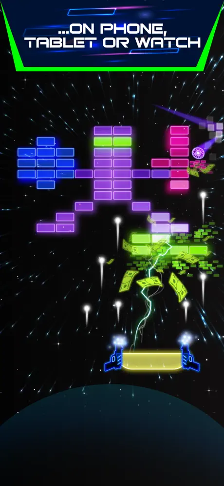 Neon brick breaker PRO