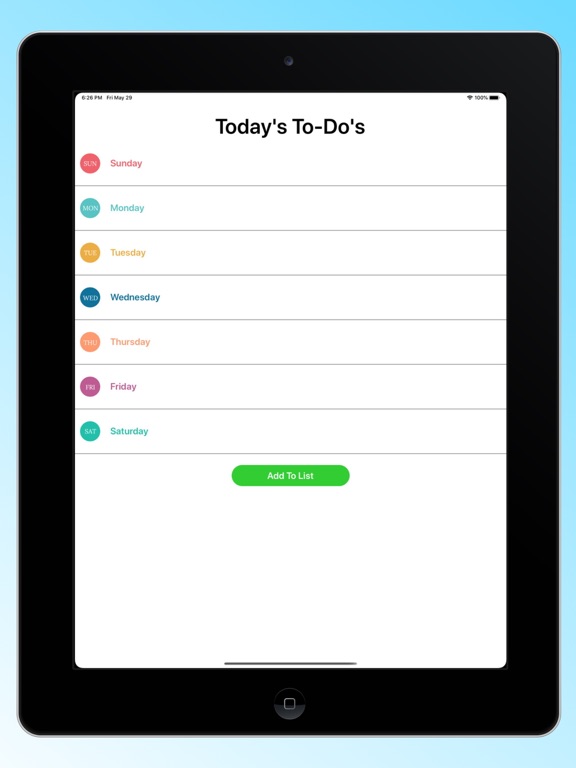 Today's To-Do's iPad screenshot 1 - Productivity app