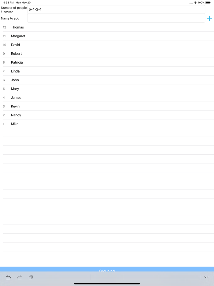 Non-overlapping grouping