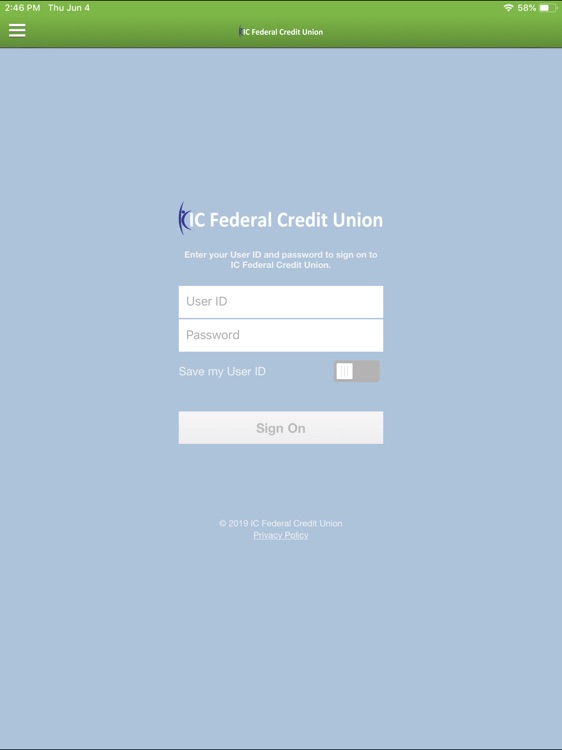 IC Credit Union App for iPad