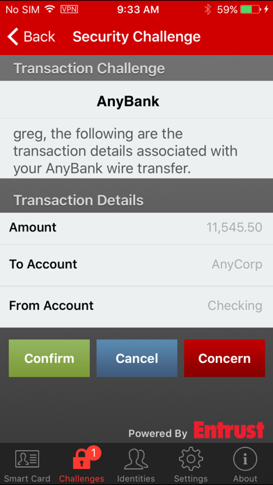 Screenshot #1 pour Entrust IG Mobile Smart Cred