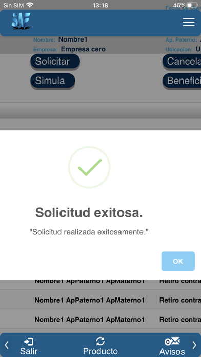 SAF Móvil Screenshot