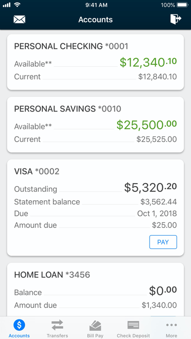 Columbia Bank Mobile Banking Screenshot