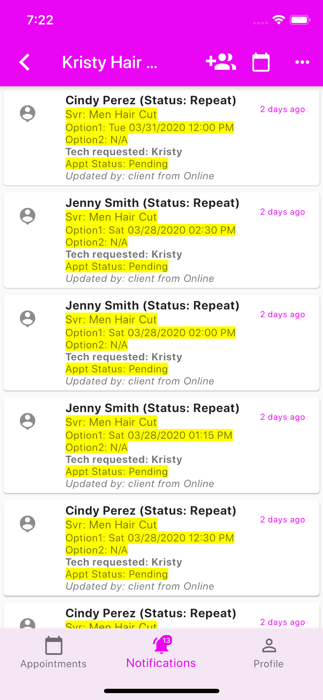 Scheduling/Clients Management