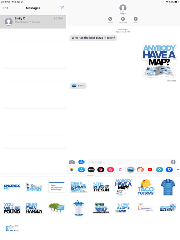 Dear Evan Hansen Stickers iPad screenshot 2 - Entertainment app
