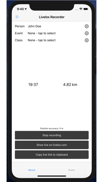 Livelox Recorder Screenshot