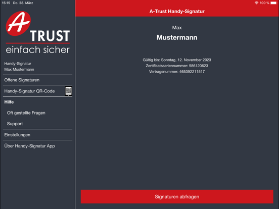 A-Trust Signatur iPad screenshot 8 - Business app